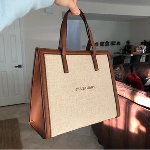 [JILLSTUART NEW YORK] Brown Leather Canvas Tote Bag